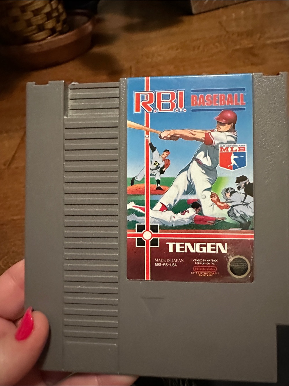 Nintendo R.B.I. Baseball Cartridge - Gray Label with Blue & Red Artwork